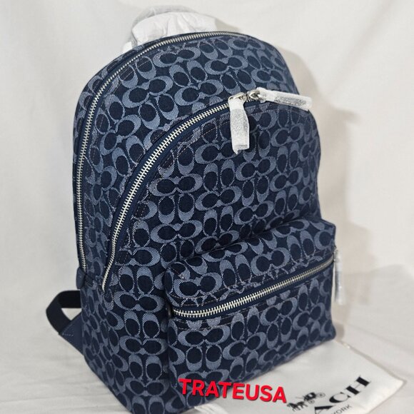 Charter Backpack In Signature Denim - Picture 2 of 16